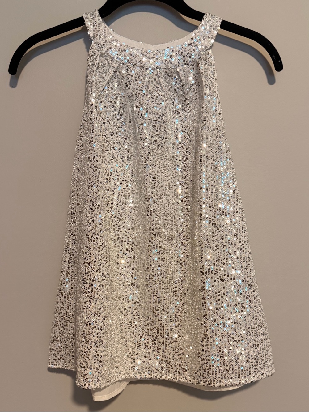 White Sequin, Sleeveless Tank Top, Elegant Tank Top For Spring And Summer Medium